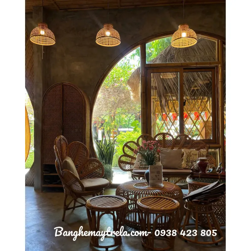 Bàn ghế mây tự nhiên cho spa 693793