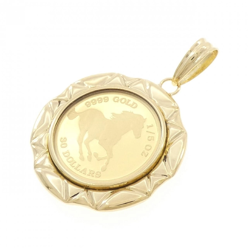 K18YG(枠) Mặt dây chuyền đồng xu - Hàng hiệu Authentic 863925