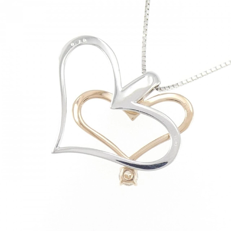 K18WG/K18PG Dây chuyền kim cương hình trái tim 0.10CT - Hàng hiệu Chính hãng 860127