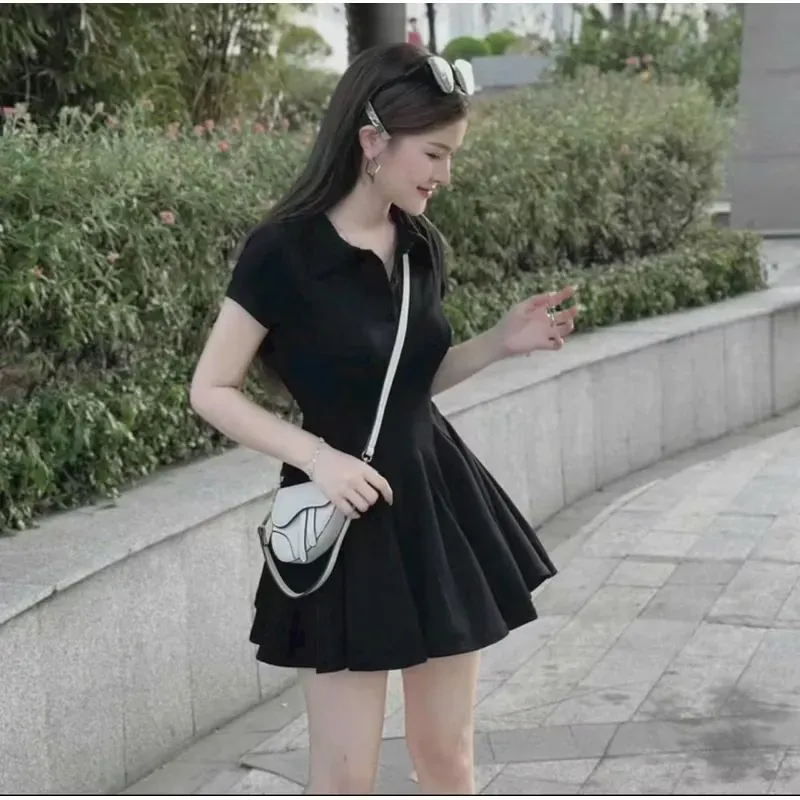 Đầm polo nina tay ngắn dáng sơmi xoè xếp ly nữ tính 557732