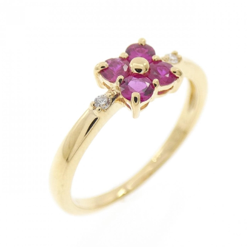 Nhẫn ruby K18YG hoa 668735