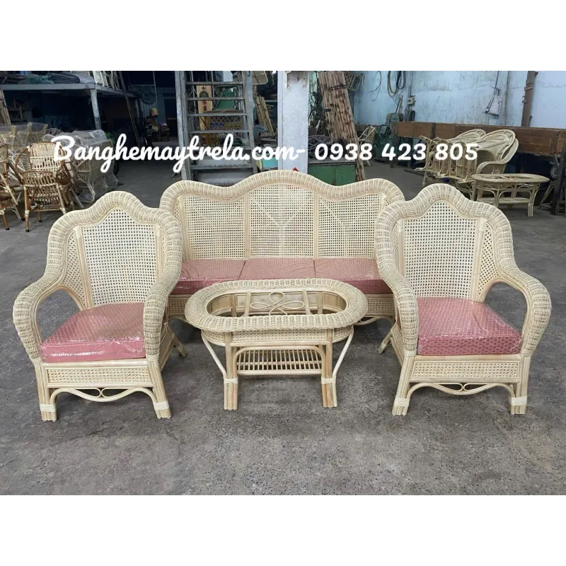 Sofa mây tự nhiên lưới mắt cáo 594628