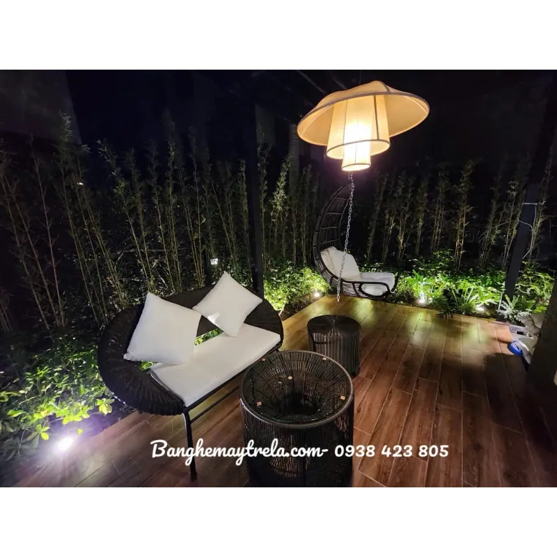 Bàn ghế mây nhựa sân vườn 727957