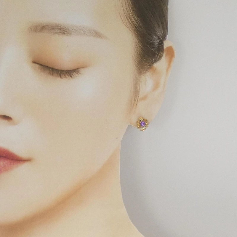 K18YG Amethyst Bông tai - Hàng hiệu Chính hãng 866772