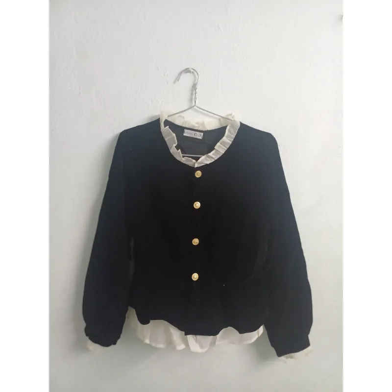 SET ÁO NHUNG DÀI TAY NỮ - SIZE S - ĐEN 745615