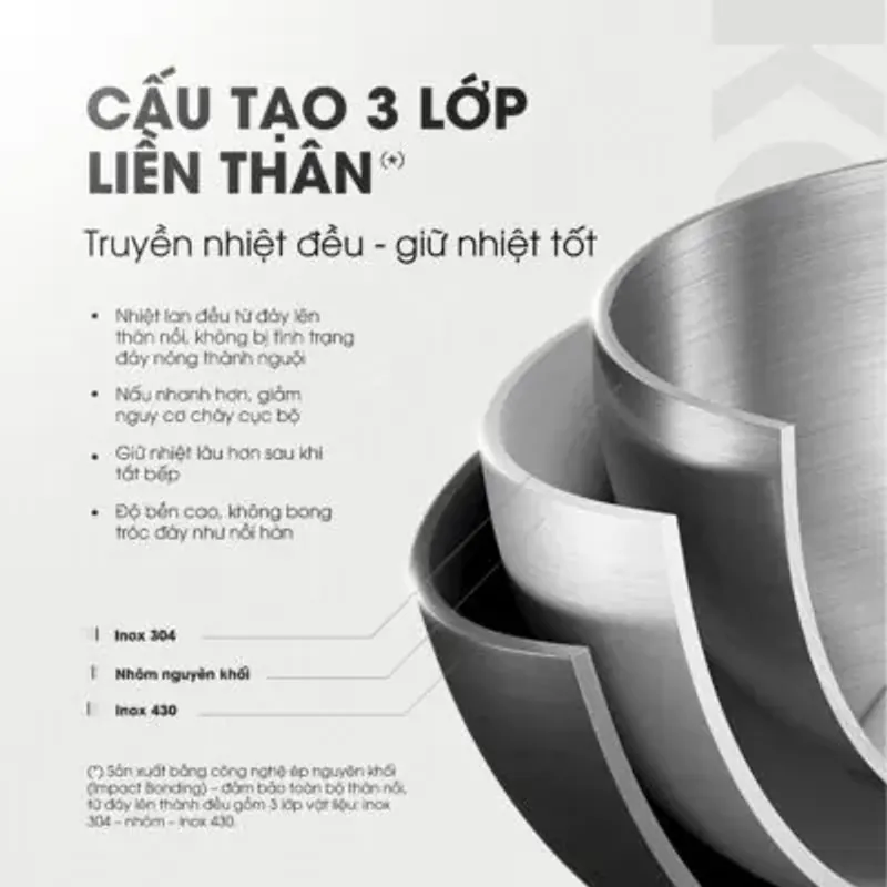 Bộ 3 nồi inox liền khối KALITE KCS366 – Bộ 3 size 18-20-24cm linh hoạt 706256