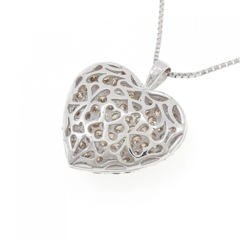 K18WG Pave Heart Diamond Necklace 3.25CT - Hàng hiệu Authentic 862688