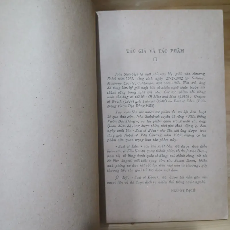 Phía Đông Vườn Địa Đàng (Nobel 1962) - John Steinbeck 1003641
