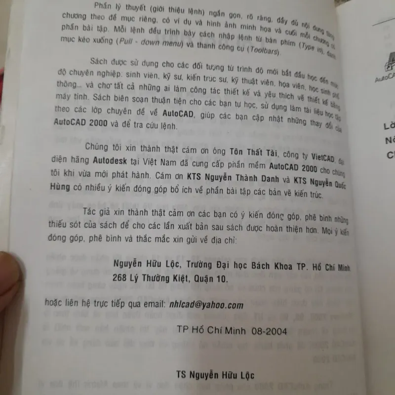 Sử dụng AUTOCAD 2000. Tập1 vẽ 2 chiều 2D. Tiến sỹ Nguyễn Hữu Lộc 745144
