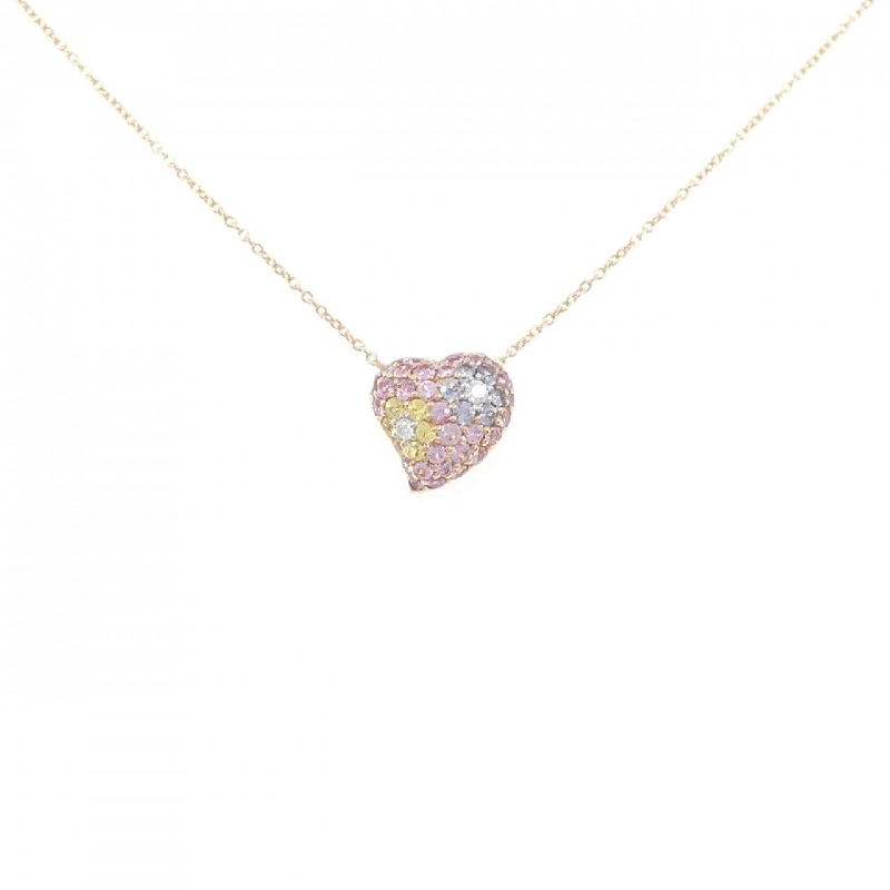 K18PG Dây chuyền hình trái tim Sapphire 0.99CT - Hàng hiệu Chính hãng 861921