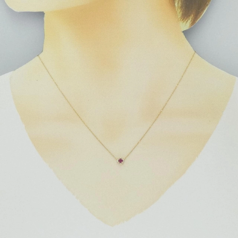 K18YG Dây chuyền Ruby - Hàng hiệu Chính hãng 858325