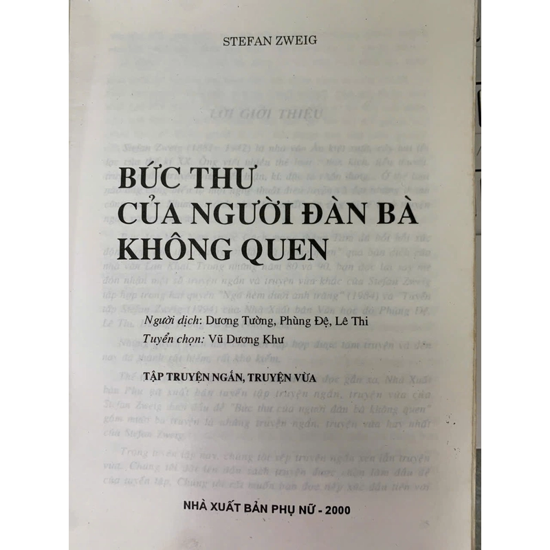 BỨC THƯ CỦA NGƯỜI ĐÀN BÀ KHÔNG QUEN - STEFAN ZWEIG 518009