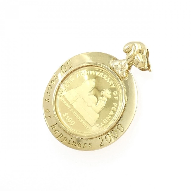 K18YG(枠) Đồng xu Mặt dây chuyền - Hàng hiệu Authentic 866807