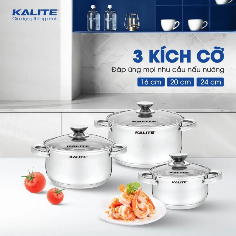 Bộ 3 nồi KALITE KL351 Inox 304 an toàn cho sức khỏe 701307