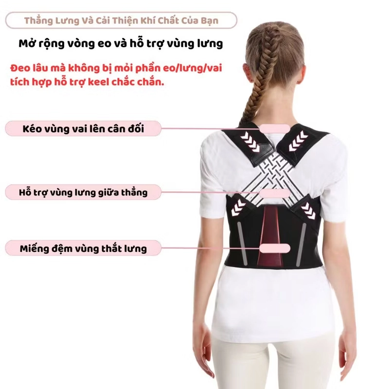 Đai Chống Lưng Gù Haruco Nam Nữ Dây Đai Lưng Chống Gù màu hồng size L chưa sử dụng 507949