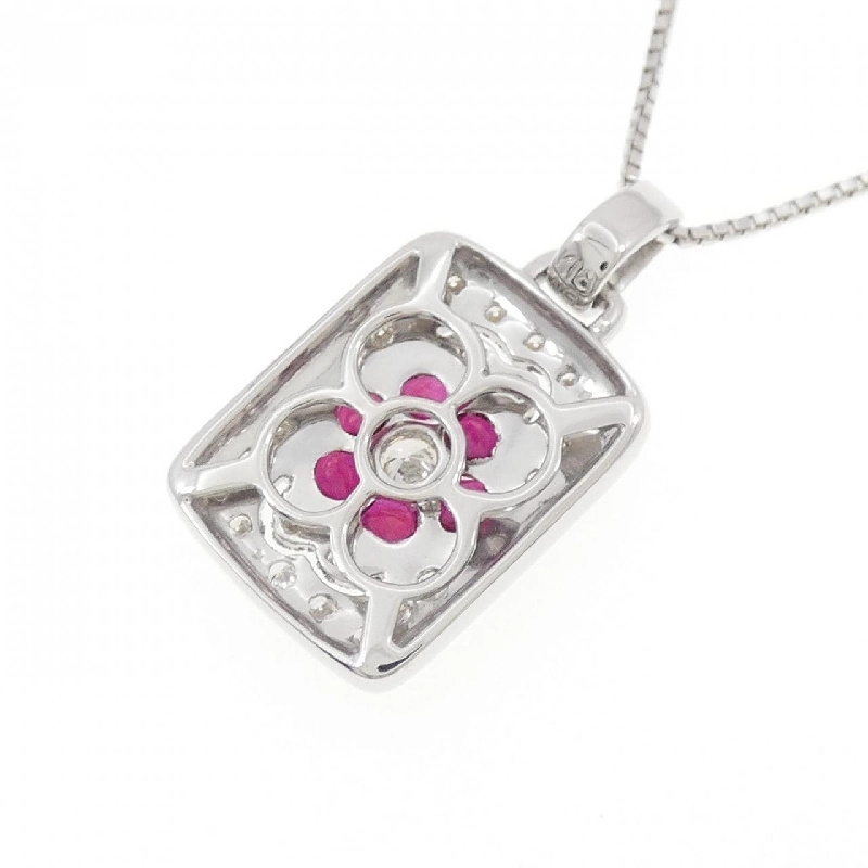 Dây chuyền ruby hoa K18WG 0.65CT - Hàng hiệu Authentic 858079