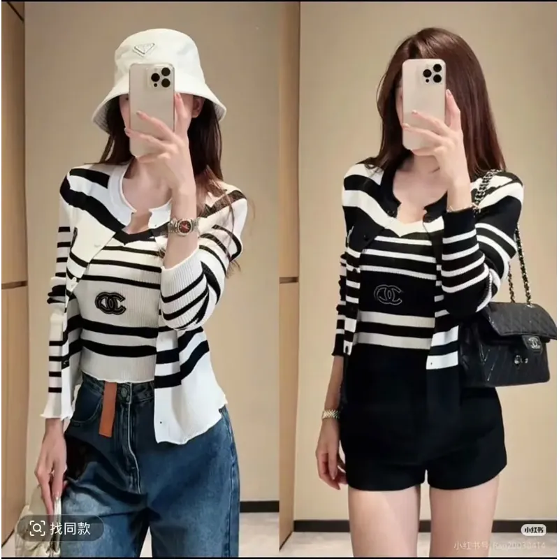 Set Áo Len 2 Dây Kèm Cardigan Hoạ Tiết Basic 720743