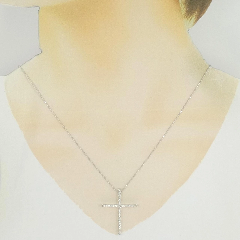 K18WG Dây chuyền kim cương chéo 0.60CT - Hàng hiệu chính hãng 860389