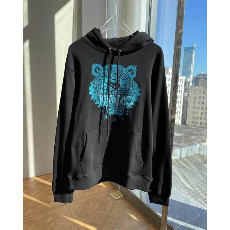 Áo hoodie Kenzo Paris màu đen thêu đầu hổ xanh 760748