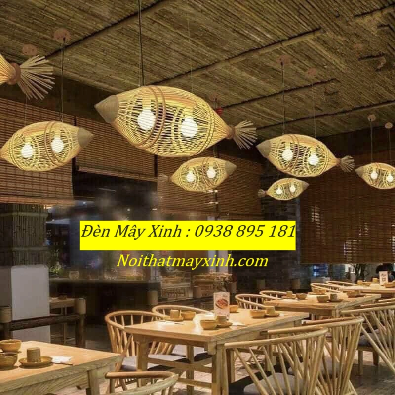Đèn mây hình cá chính hãng ,đèn decor hình cá,đèn handmade hình cá 494582