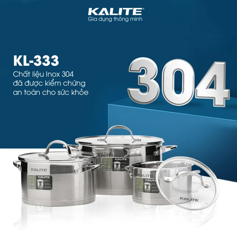 Bộ 3 nồi Kalite KL-333 – Công nghệ đáy 5 lớp giúp tiết kiệm gas, năng lượng! 701247