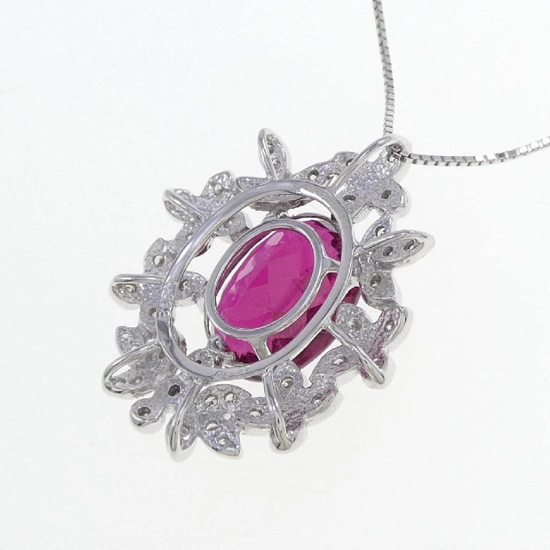 K18WG Đá Tourmaline Rubelite Dây Chuyền 5.332CT - Hàng hiệu Chính hãng 862534