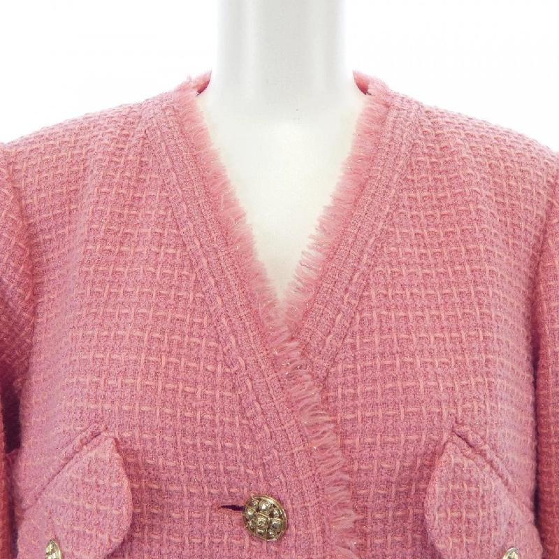 Jacket không cổ CHANEL P64572V41285 20A 633500