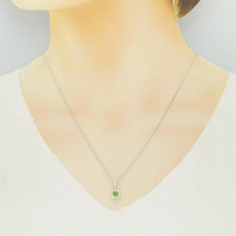 750WG/K18WG Đá Garnet Demantoid Dây Chuyền 0.38CT - Hàng hiệu Chính hãng 861817