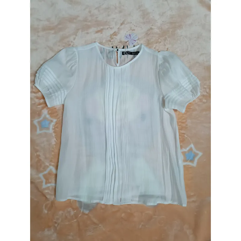 Áo kiểu nữ trắng voan tơ 1010495