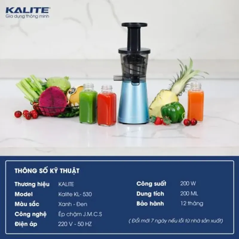Máy ép chậm KALITE KL-530 màu xanh nhạt chĩnh hãng mới 100% 574487
