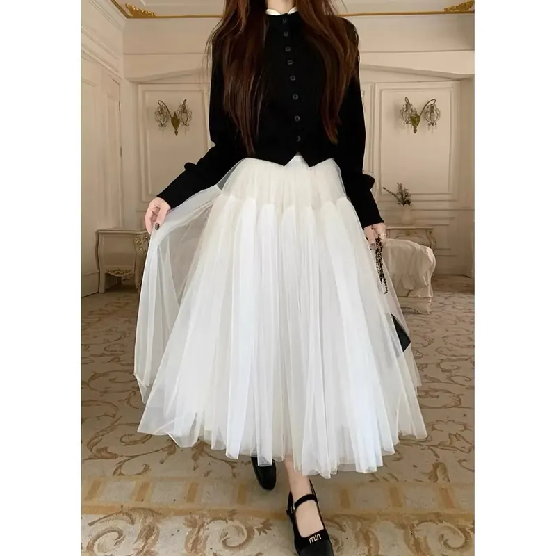 set áo len chân váy xoè bồng 720430