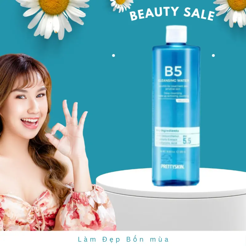 Nước Tẩy Trang PrettySkin B5 Cleansing Water Cho Da Nhạy Cảm 500ml chính hãng nguyên tem 571399