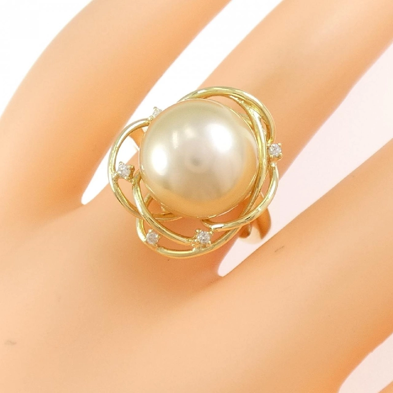 Nhẫn ngọc trai trắng K18YG 12.3mm 667564