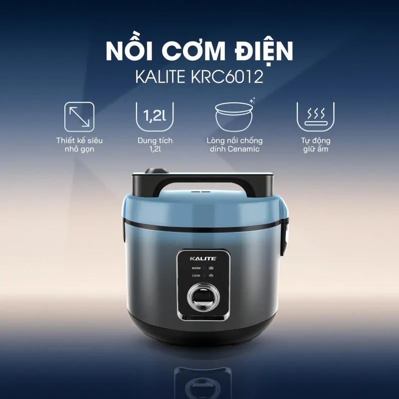 Nồi cơm điện KALITE KRC6012 xám xanh còn mới 100% 594035