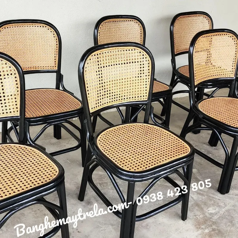 Ghế bàn ăn mây tự nhiên sơn đen 711665