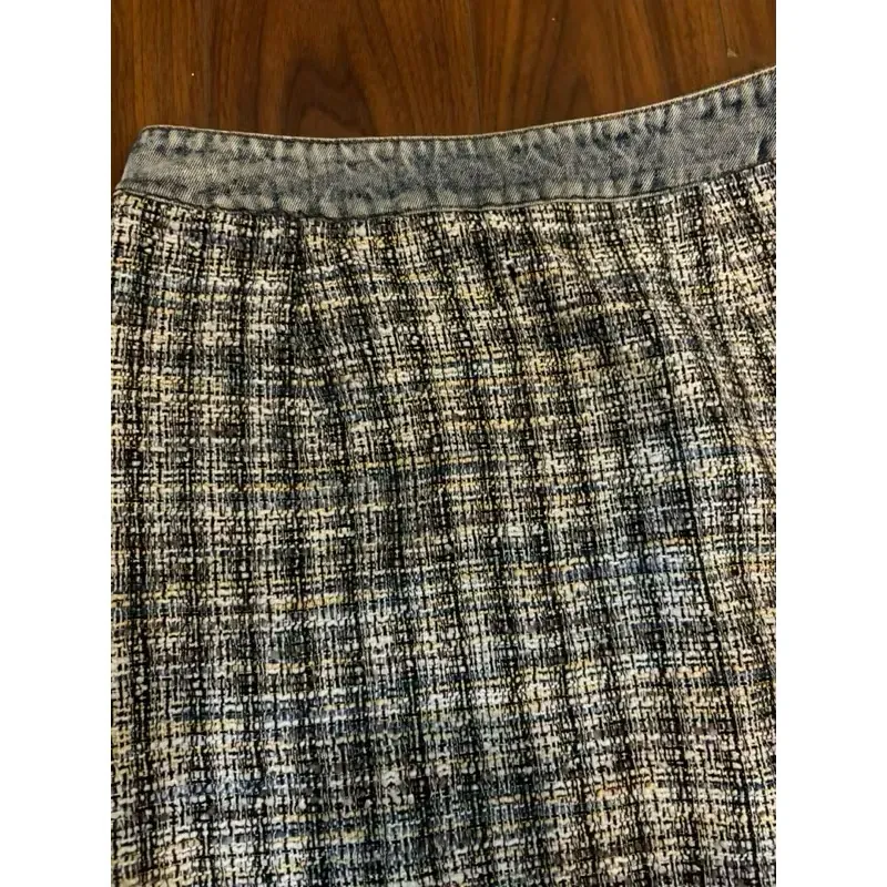 Chân váy dạ tweed phối jeans 662387