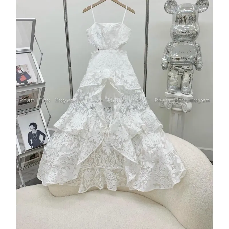 Váy đầm xẻ cao phối ren họa tiết cao cấp size M 1024400