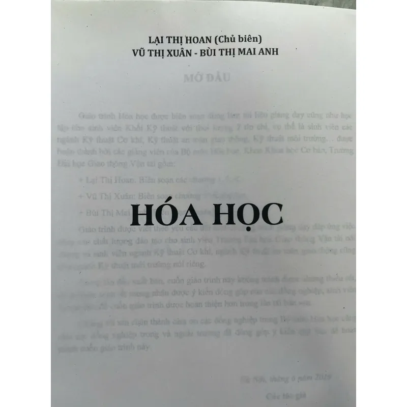 HÓA HỌC (Sách dành SV Đại Học các ngành Kỹ thuật) 705105