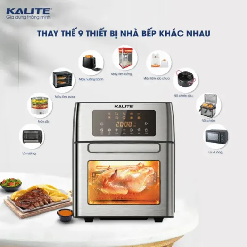 Nồi Chiên Không Dầu KALITE KL-1500 – 15L 🍗 Chiên Nướng Cả Con Gà Siêu Dễ 714201