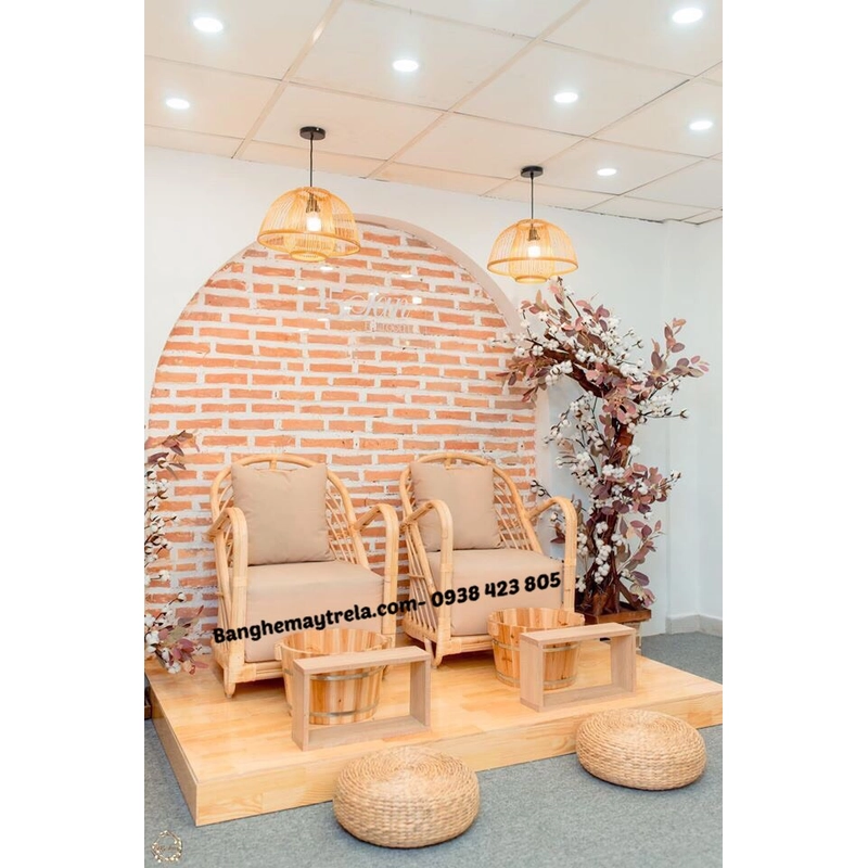 Ghế mây đọc sách- Ghế đơn mây nệm dày 492937