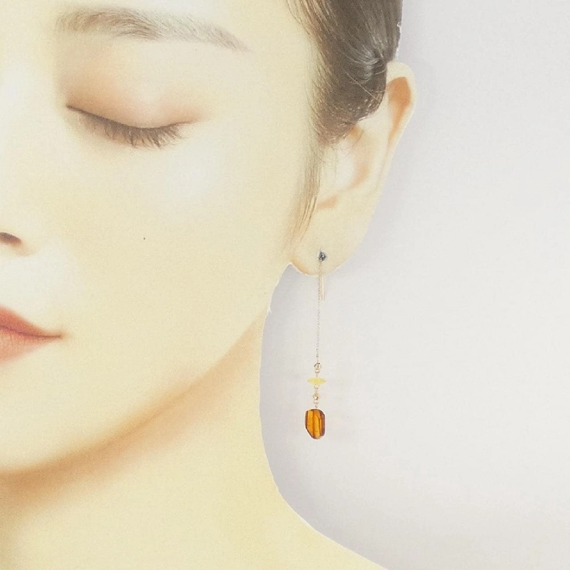 K18YG Bông tai hổ phách - Hàng hiệu Authentic 876769