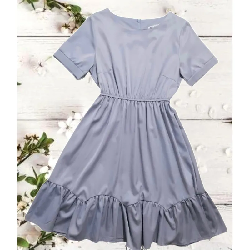 Đầm xám xanh tay ngắn có bo chun size M đã qua sử dụng 1007062