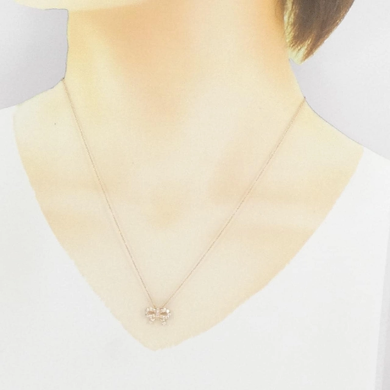 K18PG Dây chuyền kim cương hình ruy băng 0.30CT - Hàng hiệu Chính hãng 865627