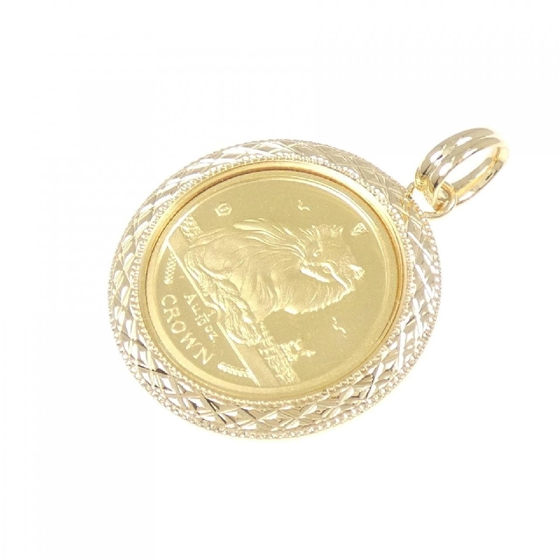 K18YG(枠) Mặt dây chuyền đồng xu - Hàng hiệu Authentic 866668