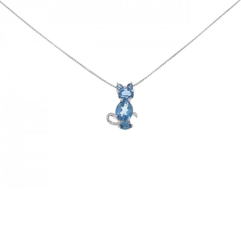 K14WG/K18WG Mèo Blue Topaz Dây Chuyền - Hàng hiệu Chính hãng 861439