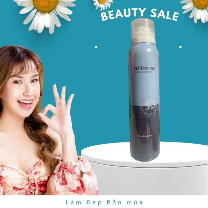 Xịt chống nắng làm mát da WELLDERMA G Plus Cooling Sun Pray SPF50 PA +++ 180ml chính hãng 591203