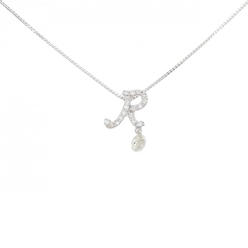 K18WG Chữ cái R Dây chuyền kim cương 0.20CT - Hàng hiệu Chính hãng 859848
