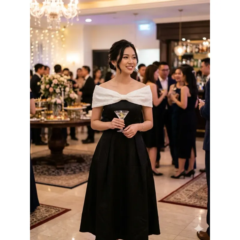 Váy đầm nữ dự tiệc thiết kế vai ngang sang chảnh 973143