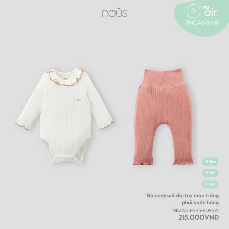 Bodysuit áo trắng phối quần hồng nous 443126