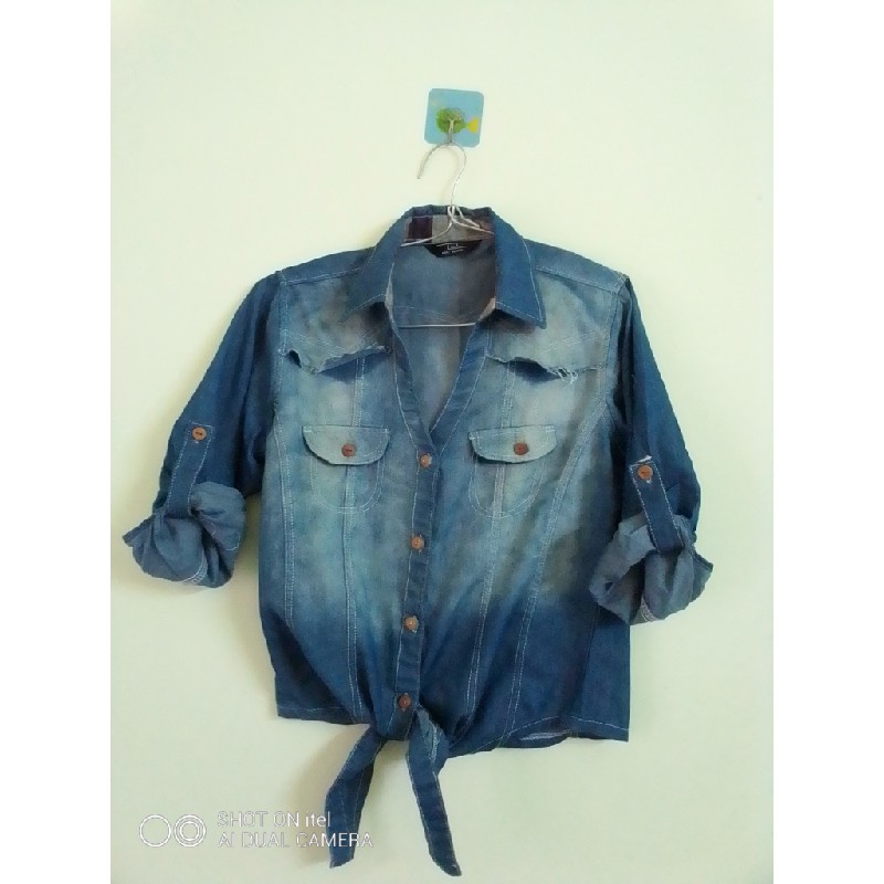 Áo khoác nữ lửng vải cotton giả jean  57653